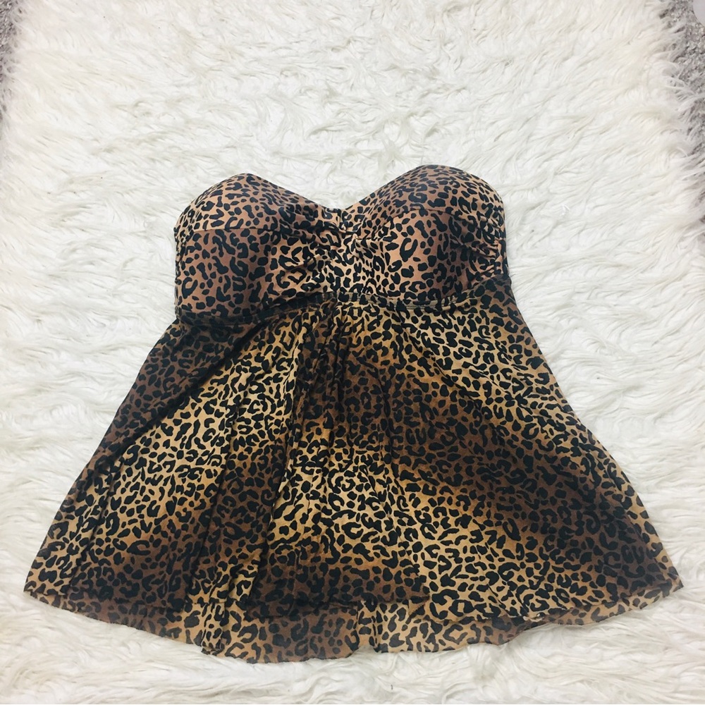 Merona Swim Top Strapless Animal Print Size Large